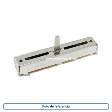 Foto de referencia de un potenciómetro deslizable con guía metálica y cursor