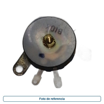 Foto de referencia de un preset circular con ajuste central y terminales de soldadura